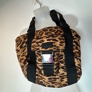 Lauren Ralph Lauren Black/Brown Animal Print Parachute Shoulder‎ Bag